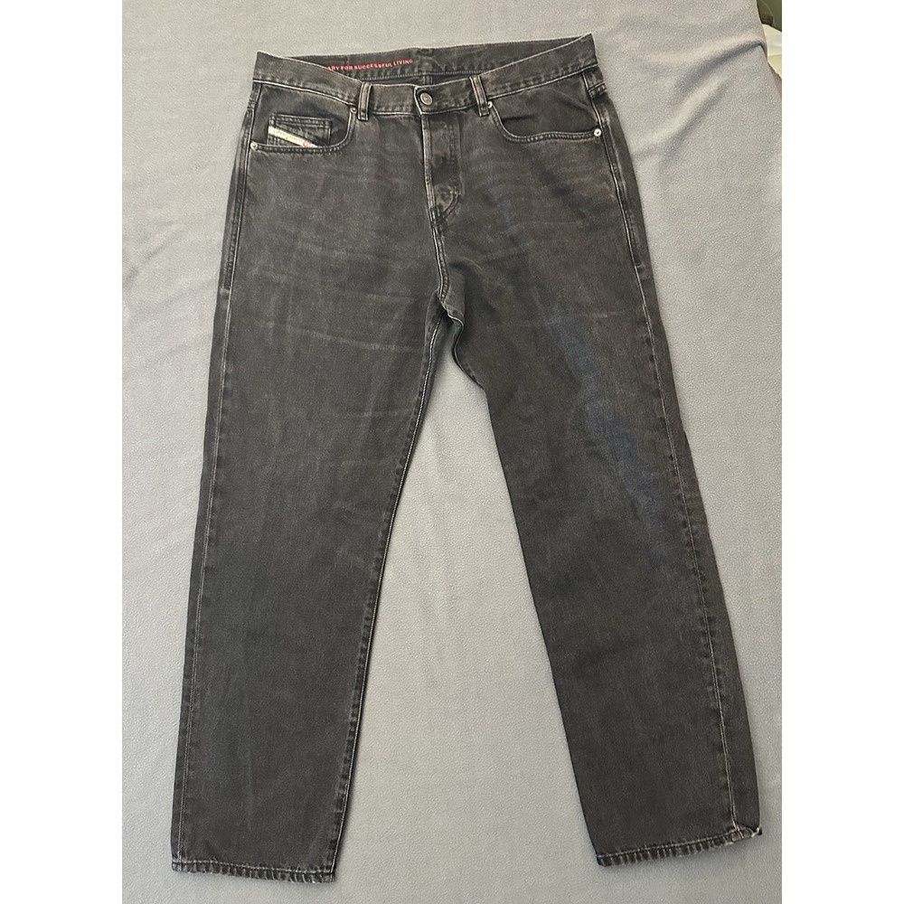 Diesel D-Viker Straight Leg Jeans Mens 36x30 Black Stretch Denim Pants